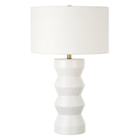 Hudson&Canal - Lampe de table Carlin en céramique de 68 cm de haut avec abat-jour en tissu, - Blanc mat/blanc-Design moderne et contemporain pour votre salon, espace de travail ou table de chevet
