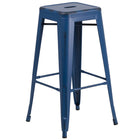 Flash Furniture - Tabouret de bar en métal vieilli bleu antique de 30 po haut.-Tabouret moderne empilable style industriel