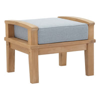 Modway Marina Outdoor Patio Teak Ottoman - Natural/Grey-Solid teak wood construction