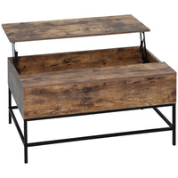 HOMCOM Lift Top Coffee Table with Hidden Storage Compartment - Rustic Brown-Modern design can fit any decor and stand out in your home