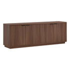 Hudson&Canal Mansfield TV Stand for TV's up to 78" - Satin Walnut-A transitional design accommodates TVs up to 78" for your entertaining space