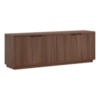 Hudson&Canal Mansfield TV Stand for TV's up to 78" - Satin Walnut-A transitional design accommodates TVs up to 78" for your entertaining space