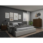 Manhattan Comfort Rockefeller Mid-Century Modern Tall Dresser and Nightstand Set - Brown-Choose Your Handle Design When the Product is at Your Home! Option for Cut-Out Edge Handle, or Flush Design Look.