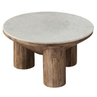 Modway - Ellison Rond de 33 po Bois Table basse avec dessus en marbre - Noyer-Entièrement assemblé