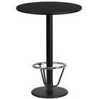 Flash Furniture Dessus de table rond de 24 po en stratifié noir avec base de table de 18 po à hauteur de bar et anneau de pied-Table d'hospitalité à hauteur de bar