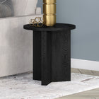 Hudson&Canal Anders 20"W Round Side Table - Black Grain-Finished in wood-look black grain