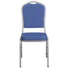 Chaise de banquet empilable en tissu bleu avec dossier couronne, siège épais et cadre argenté, ensemble de 4 [4-FD-C01-S-7-GG]-Ensemble de 4 chaises de banquet polyvalentes