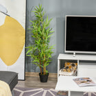 Outsunny 4' Artificial Bamboo Tree in Nursery Pot - Green-Bamboo plant design, with three branches and 369 leaves for a complete look 