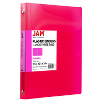 JAM Paper Plastic 0.5" 3-Ring Binder - Fuchsia Pink-Colour: Hot Pink | Be stylish and organized with colourful binders.