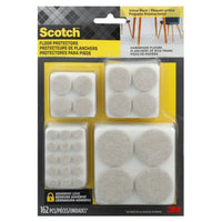 Scotch - Patins en feutre paquet-prime, beige, tailles assorties, Paquet de 162-Conception facile à appliquer et autocollante