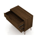 Manhattan Comfort Rockefeller 35.24" Mid-Century Modern 3-Drawer Dresser 2-Piece Set - Brown-Perfect for Storage or Display Items. Anti Tip Kit Included.