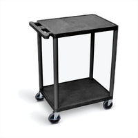 Luxor Polyethylene 2-Shelf Flat Cart - Black-Multipurpose utility cart
