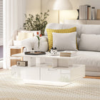 HOMCOM Modern Coffee Table with LED Lights - High Gloss White-Scratch-resistant and easy-to-clean surfaces for everyday use