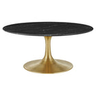 Modway Lippa 36" Round Faux Marble Coffee Table - Gold Black-Modern Coffee Table