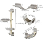PawHut Cat Wall Shelf with Scratching Post, Play Balls, Platforms and Hammock-Matches well with existing decor and save space 