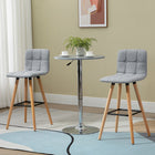 HOMCOM Upholstered Kitchen Bar Stools with Wood Legs - Grey - 2 Pack-Thick padded seat and back provide comfortable support to your body
