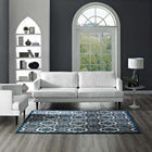 Modway - Kalinda Treillis rustiques vintage marocains Tapis de 5 pi l x 8 pi L - Ivoire marocain bleu et brun-Protéger les planchers de la circulation ou des meubles