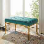 Modway - Loft Médium à jambe en acier inoxydable doré Performance Velvet Banc - Sarcelle dorée-Velours de performance résistant aux taches