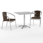 Flash Furniture – Table carrée de 31,5 po en aluminium avec 2 sièges en rotin, intérieur/extérieur (TLH32SQ020CHR2)-Aluminium, plastique, rotin, acier inoxydable