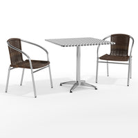 Flash Furniture – Table carrée de 31,5 po en aluminium avec 2 sièges en rotin, intérieur/extérieur (TLH32SQ020CHR2)-Aluminium, plastique, rotin, acier inoxydable