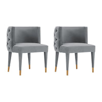 Manhattan Comfort Maya 24.02" Modern Velvet Upholstered Dining Chair - Grey - Set of 2-Modern Dining Chair for Dining Room and Task Chair Usage