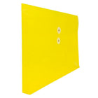 JAM Paper Plastic Envelopes with Button and String Tie Closure, Letter Booklet, 9.75 x 13, Yellow Poly, 12 Pack (218B1YE)-Opening: booklet