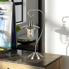Hudson&Canal - Lampe de table nautique Bay de 56 cm de haut avec abat-jour en verre et métal - Nickel brossé/transparent-Une finition en nickel brossé fabriquée à la main est appliquée sur la base en métal fantaisie