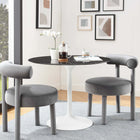 Modway Lippa 36" Round Faux Marble Dining Table - White Black-Chip-Resistant Metal Pedestal Base