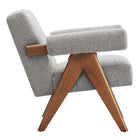 Modway Lyra Boucle Fabric Armchair - Light Grey-Dense Foam Padding