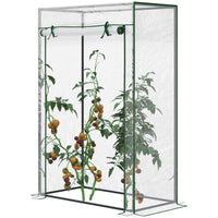 Outsunny - Serre de jardin à entrée piétonne 40 po L x 20 po l x 59 po H avec cadre en acier et porte enroulable-Le design haut et étroit est parfait pour les espaces extérieurs limités  
