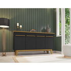 Manhattan Comfort Yonkers 62.99" Mid-Century Modern Sideboard - Black and Cinnamon-Recommended for up to a 60" TV