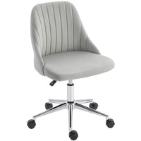 Vinsetto Vanity Office Chair with Swivel Wheels - Grey-Curved line design with thick padding seat provides extra comfort