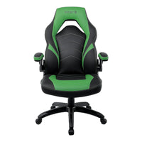Fauteuil de jeu en cuir reconstitué Vortex de la gamme - noir et vert-Fauteuil de jeu noir et vert
