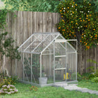 Outsunny serre en polycarbonate 6 pi x 6 pi- Composé de plaques de polycarbonate à double paroi de 4mm et d’un cadre en alliage d’aluminium avec revêtement en poudre  

