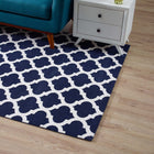 Modway Lida Moroccan Trellis Area Rug - 8 ft W x 10 ft L - Navy/Ivory-Protect Floors From Traffic/Furniture