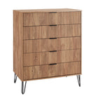 Manhattan Comfort DUMBO Modern Dresser Set and 5-Drawer Tall Dresser Set - Golden Brown-30 Day Limited Manufacturer's Warranty