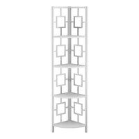 Monarch Specialties - 3613 62 po H Etagere - Blanc/Metal Blanc En Coin-Étagère en coin est dotée d'un cadre en métal blanc à trois pattes, ce qui lui permet de reposer fermement contre le mur