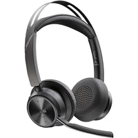 HP Poly Voyager Focus 2 Microsoft Teams Certified USB-C-C Headset with USB-C/A Adapter and Charging Stand-Stay focused while on calls or listening to music/media with stereo sound.