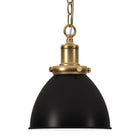 Hudson&Canal - Suspension Elodie , 20 cm de large, avec abat-jour en métal - Bronze noirci/laiton/bronze noirci-Associé à un abat-jour en métal en forme de dôme en bronze noirci