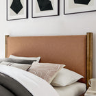 Modway Maven Full Size Vegan Leather Upholstered Platform Bed - Tan Walnut-Upholstered Headboard and Footboard
