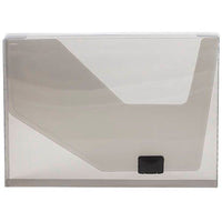 JAM Paper - Portefeuille en plastique avec boucle latérale - 9 3/4" x 13 1/2" x 1 1/2" - Gris fumée-Portefeuille en plastique gris fumé avec boucle latérale