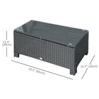 Outsunny Rattan Coffee Table with Tempered Glass Top - Black-Waterproof and UV-resistant PE rattan