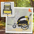 Aosom - Remorque de vélo 2-en-1 pour enfants, poussette bébé pliable - jaune-Grandes roues arrière et roue avant pivotante verrouillable avec suspension pour une conduite en douceur 