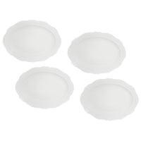 Casa Domani Florence Rim Oval Plate - 23 x 17cm - White - 4 Pack-Made of Porcelain featuring a delicate embossed pattern on scalloped profile.