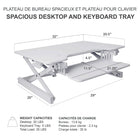 Rocelco 32" Sit To Stand Ergonomic Adjustable Height Desk Riser with Easy Up-Down Handles, White-No Assembly Required: Simply remove from box and place directly on existing desktop.