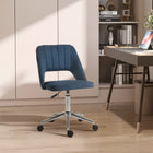 Vinsetto Armless Swivel Computer Desk Chair - Blue-Soft and chic velvet-touch fabric