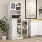 HOMCOM 66.5" H Freestanding Kitchen Pantry Cabinet with Hutch - White-Five 3-level adjustable shelves offer flexible storage solutions 