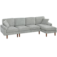 HOMCOM Changeable Sectional Sofa with Chaise Lounge - Grey-Space-saving L-shaped design fits the corner of the living room, bedroom, home office, etc