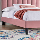 Modway Daisy Performance Velvet Queen Platform Bed with Tapered Wood Legs - Dusty Rose-Channel Tufted Headboard