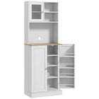 HOMCOM 66.5" H Freestanding Kitchen Pantry Cabinet with Hutch - White-6-tier inner shelf and 2-tier open shelf organize groceries efficiently 